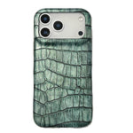 Capa de telemóvel resistente a choques em pele vegana com textura vintage de crocodilo, Para iPhone 17 Pro Max, Para iPhone 17 Pro