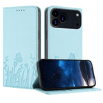 Capa de Telemóvel Magnética em Pele Vegana com Padrão de Tulipas e Borboletas, Para iPhone 17e / 16e, Para iPhone 17 Pro Max, Para iPhone 17 Pro, Para iPhone 17