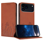 Capa de Telemóvel Magnética em Pele Vegana com Padrão de Tulipas e Borboletas, Para iPhone 17e / 16e, Para iPhone 17 Pro Max, Para iPhone 17 Pro, Para iPhone 17