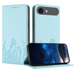 Capa de Telemóvel Magnética em Pele Vegana com Padrão de Tulipas e Borboletas, Para iPhone Air, Para iPhone 16 Pro Max, Para iPhone 16 Pro, Para iPhone 16 Plus