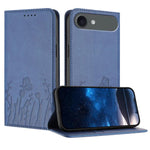 Capa de Telemóvel Magnética em Pele Vegana com Padrão de Tulipas e Borboletas, Para iPhone Air, Para iPhone 16 Pro Max, Para iPhone 16 Pro, Para iPhone 16 Plus