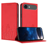 Capa de Telemóvel Magnética em Pele Vegana com Padrão de Tulipas e Borboletas, Para iPhone Air, Para iPhone 16 Pro Max, Para iPhone 16 Pro, Para iPhone 16 Plus