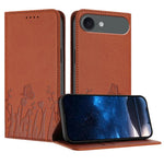 Capa de Telemóvel Magnética em Pele Vegana com Padrão de Tulipas e Borboletas, Para iPhone Air, Para iPhone 16 Pro Max, Para iPhone 16 Pro, Para iPhone 16 Plus