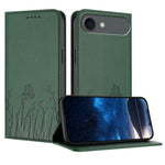 Capa de Telemóvel Magnética em Pele Vegana com Padrão de Tulipas e Borboletas, Para iPhone Air, Para iPhone 16 Pro Max, Para iPhone 16 Pro, Para iPhone 16 Plus