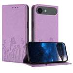 Capa de Telemóvel Magnética em Pele Vegana com Padrão de Tulipas e Borboletas, Para iPhone Air, Para iPhone 16 Pro Max, Para iPhone 16 Pro, Para iPhone 16 Plus