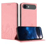 Capa de Telemóvel Magnética em Pele Vegana com Padrão de Tulipas e Borboletas, Para iPhone Air, Para iPhone 16 Pro Max, Para iPhone 16 Pro, Para iPhone 16 Plus