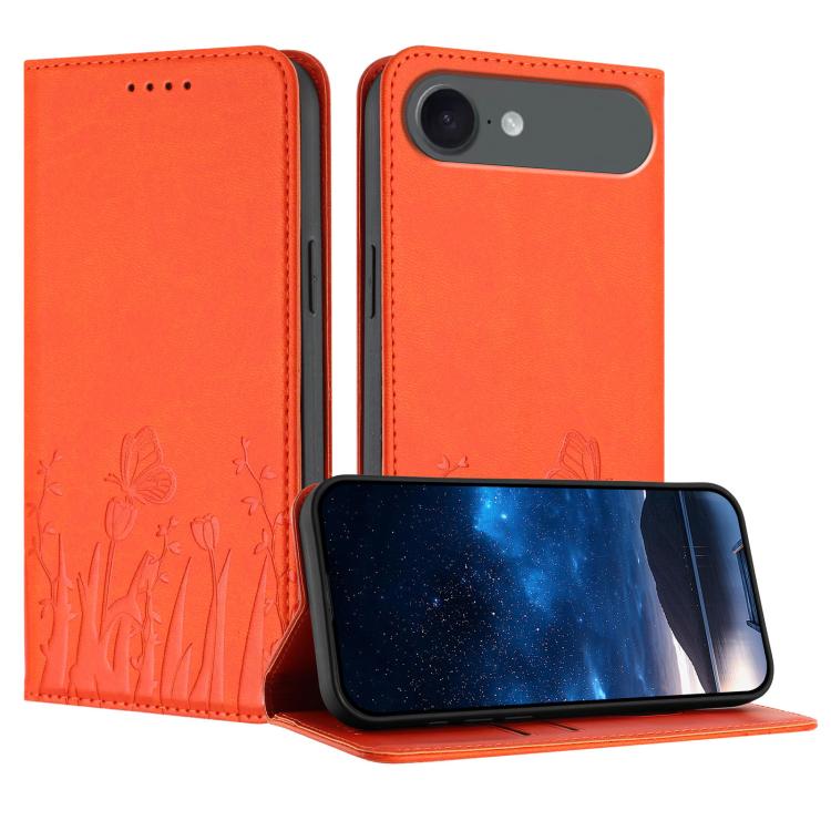 Capa de Telemóvel Magnética em Pele Vegana com Padrão de Tulipas e Borboletas, Para iPhone Air, Para iPhone 16 Pro Max, Para iPhone 16 Pro, Para iPhone 16 Plus