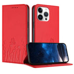 Capa de Telemóvel Magnética em Pele Vegana com Padrão de Tulipas e Borboletas, Para iPhone Air, Para iPhone 16 Pro Max, Para iPhone 16 Pro, Para iPhone 16 Plus