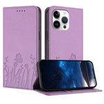 Capa de Telemóvel Magnética em Pele Vegana com Padrão de Tulipas e Borboletas, Para iPhone Air, Para iPhone 16 Pro Max, Para iPhone 16 Pro, Para iPhone 16 Plus