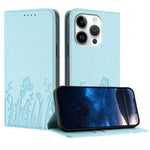 Capa de Telemóvel Magnética em Pele Vegana com Padrão de Tulipas e Borboletas, Para iPhone Air, Para iPhone 16 Pro Max, Para iPhone 16 Pro, Para iPhone 16 Plus