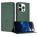 Capa de Telemóvel Magnética em Pele Vegana com Padrão de Tulipas e Borboletas, Para iPhone Air, Para iPhone 16 Pro Max, Para iPhone 16 Pro, Para iPhone 16 Plus