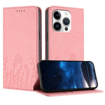Capa de Telemóvel Magnética em Pele Vegana com Padrão de Tulipas e Borboletas, Para iPhone Air, Para iPhone 16 Pro Max, Para iPhone 16 Pro, Para iPhone 16 Plus