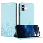 Capa de Telemóvel Magnética em Pele Vegana com Padrão de Tulipas e Borboletas, Para iPhone Air, Para iPhone 16 Pro Max, Para iPhone 16 Pro, Para iPhone 16 Plus