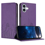 Capa de Telemóvel Magnética em Pele Vegana com Padrão de Tulipas e Borboletas, Para iPhone Air, Para iPhone 16 Pro Max, Para iPhone 16 Pro, Para iPhone 16 Plus