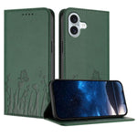 Capa de Telemóvel Magnética em Pele Vegana com Padrão de Tulipas e Borboletas, Para iPhone Air, Para iPhone 16 Pro Max, Para iPhone 16 Pro, Para iPhone 16 Plus