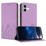 Capa de Telemóvel Magnética em Pele Vegana com Padrão de Tulipas e Borboletas, Para iPhone Air, Para iPhone 16 Pro Max, Para iPhone 16 Pro, Para iPhone 16 Plus