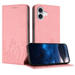 Capa de Telemóvel Magnética em Pele Vegana com Padrão de Tulipas e Borboletas, Para iPhone Air, Para iPhone 16 Pro Max, Para iPhone 16 Pro, Para iPhone 16 Plus