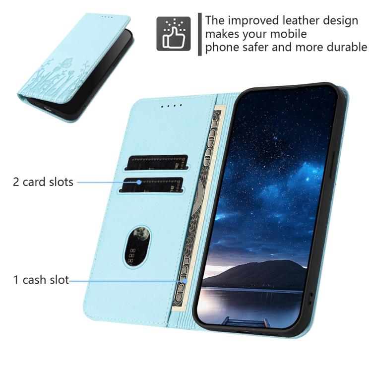 Capa de Telemóvel Magnética em Pele Vegana com Padrão de Tulipas e Borboletas, Para iPhone 17e / 16e, Para iPhone 17 Pro Max, Para iPhone 17 Pro, Para iPhone 17