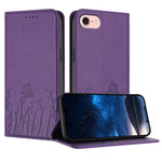 Capa de Telemóvel Magnética em Pele Vegana com Padrão de Tulipas e Borboletas, Para iPhone 17e / 16e, Para iPhone 17 Pro Max, Para iPhone 17 Pro, Para iPhone 17