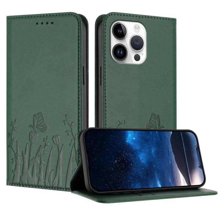 Tulips Butterfly Pattern Magnetic Vegan Leather Phone Case, For iPhone 14 Pro Max, For iPhone SE 2022 / SE 2020 / 7 / 8, For iPhone 13 Pro Max, For iPhone 13 Pro
