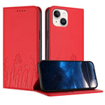 Tulips Butterfly Pattern Magnetic Vegan Leather Phone Case, For iPhone 15, For iPhone 14 Plus, For iPhone 14, For iPhone 14 Pro