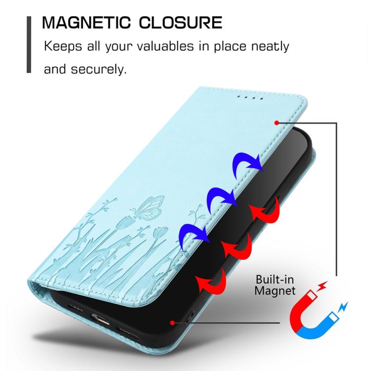 Tulips Butterfly Pattern Magnetic Vegan Leather Phone Case, For iPhone 13, For iPhone 13 mini, For iPhone 12 / 12 Pro, For iPhone 12 Pro Max