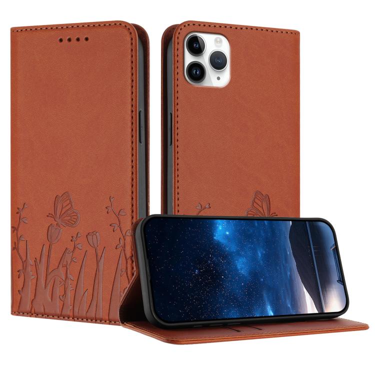 Tulips Butterfly Pattern Magnetic Vegan Leather Phone Case, For iPhone 12 mini, For iPhone 11 Pro Max, For iPhone 11, For iPhone 11 Pro