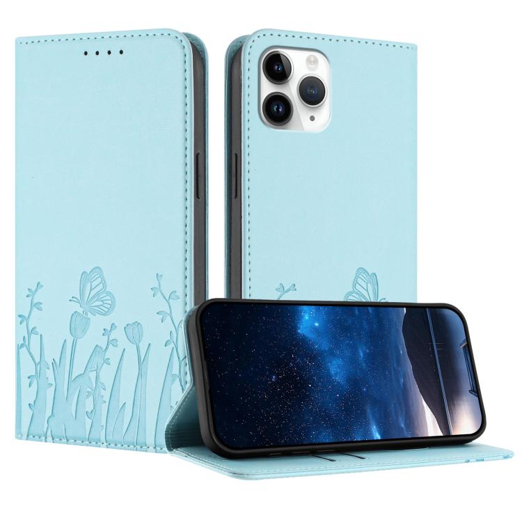 Tulips Butterfly Pattern Magnetic Vegan Leather Phone Case, For iPhone 12 mini, For iPhone 11 Pro Max, For iPhone 11, For iPhone 11 Pro
