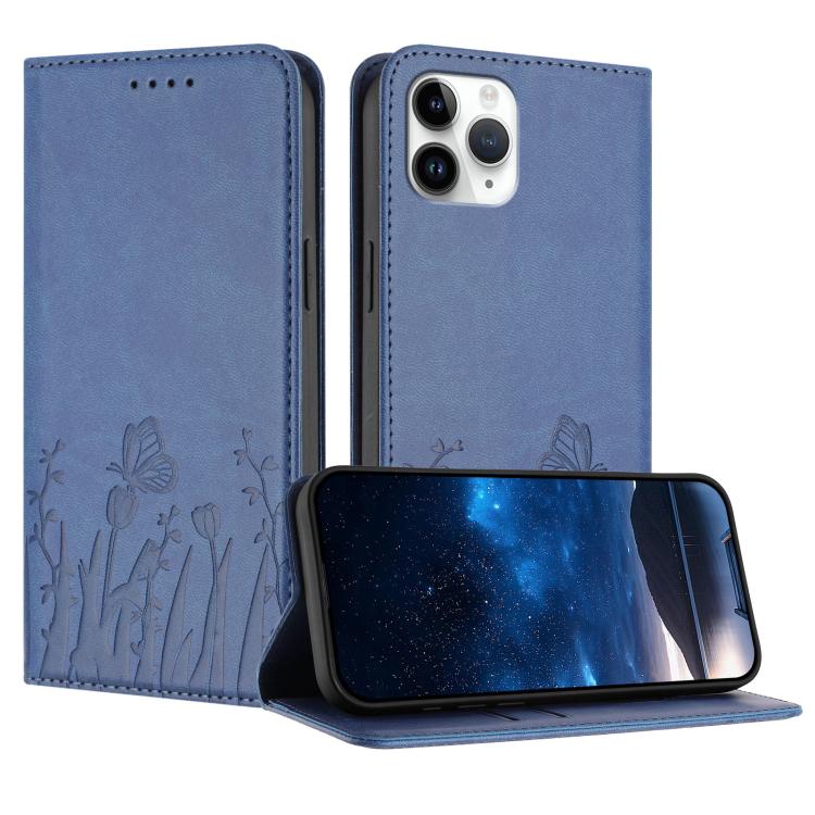 Tulips Butterfly Pattern Magnetic Vegan Leather Phone Case, For iPhone 12 mini, For iPhone 11 Pro Max, For iPhone 11, For iPhone 11 Pro
