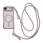 Rhinestone Clear Acrylic Electroplated Magnetic Phone Case with Right-Side Crossbody Lanyard, For iPhone 17 Pro Max, For iPhone 17 Pro, For iPhone 17, For iPhone Air, For iPhone 16 Pro Max, For iPhone 16 Pro, For iPhone 16 Plus, For iPhone 16          ...