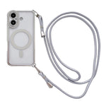 Rhinestone Clear Acrylic Electroplated Magnetic Phone Case with Right-Side Crossbody Lanyard, For iPhone 17 Pro Max, For iPhone 17 Pro, For iPhone 17, For iPhone Air, For iPhone 16 Pro Max, For iPhone 16 Pro, For iPhone 16 Plus, For iPhone 16          ...