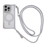 Rhinestone Clear Acrylic Electroplated Magnetic Phone Case with Right-Side Crossbody Lanyard, For iPhone 17 Pro Max, For iPhone 17 Pro, For iPhone 17, For iPhone Air, For iPhone 16 Pro Max, For iPhone 16 Pro, For iPhone 16 Plus, For iPhone 16          ...