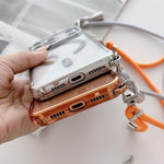 Rhinestone Clear Acrylic Electroplated Magnetic Phone Case with Right-Side Crossbody Lanyard, For iPhone 17 Pro Max, For iPhone 17 Pro, For iPhone 17, For iPhone Air, For iPhone 16 Pro Max, For iPhone 16 Pro, For iPhone 16 Plus, For iPhone 16          ...