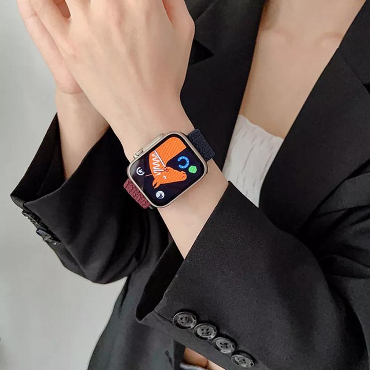 Pulseira de relógio em nylon trançado com costura e fecho de fivela xDfind, para Apple Watch 42 / 44 / 45 / 46 / 49mm, para Apple Watch 38 / 40 / 41 / S10 42mm