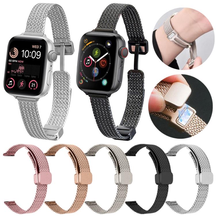 Pulseira de Relógio em Aço Inoxidável com Fecho Magnético xDfind Wheat Ear, Para Apple Watch 42 / 44 / 45 / 46 / 49mm, Para Apple Watch 38 / 40 / 41 / S10 42mm