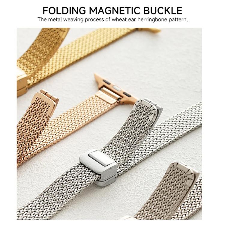Pulseira de Relógio em Aço Inoxidável com Fecho Magnético xDfind Wheat Ear, Para Apple Watch 42 / 44 / 45 / 46 / 49mm, Para Apple Watch 38 / 40 / 41 / S10 42mm