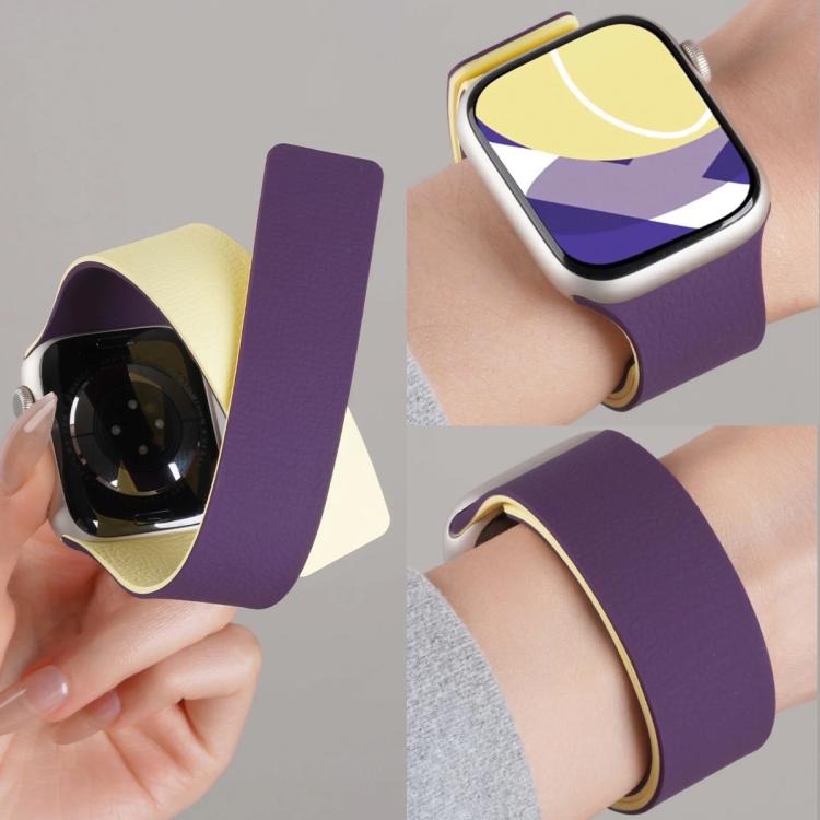 Pulseira de Relógio em Silicone Magnético com Textura Litchi e Blocos de Cor xDfind, Para Apple Watch 42 / 44 / 45 / 46 / 49mm, Para Apple Watch 38 / 40 / 41 / S11 42mm