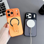 Capa de Telemóvel Magnética Híbrida em TPU com Sensação de Pele e PC com Suporte, Para iPhone 15, Para iPhone 14, Para iPhone 14 Pro, Para iPhone 14 Pro Max, Para iPhone 13 Pro Max, Para iPhone 13 Pro, Para iPhone 13