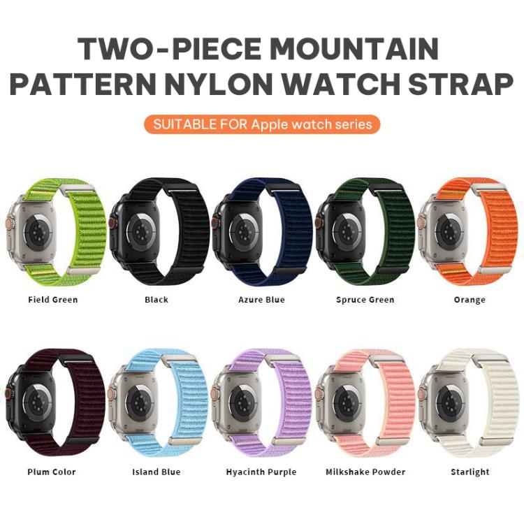 Correia de relógio em nylon com padrão de montanha em duas secções xDfind, para Apple Watch 42 / 44 / 45 / 46 / 49mm, para Apple Watch 38 / 40 / 41 / S11 42mm