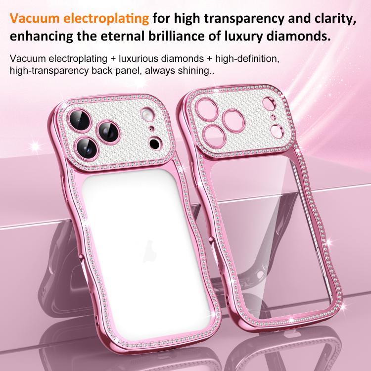 Capa de Telemóvel em TPU Electroplated com Diamantes em Forma de Estrela Ondulada e Torcida, Resistente a Choques, Para iPhone 17 Pro Max, Para iPhone 17 Pro, Para iPhone 17, Para iPhone 16 Pro Max, Para iPhone 16 Pro, Para iPhone 16