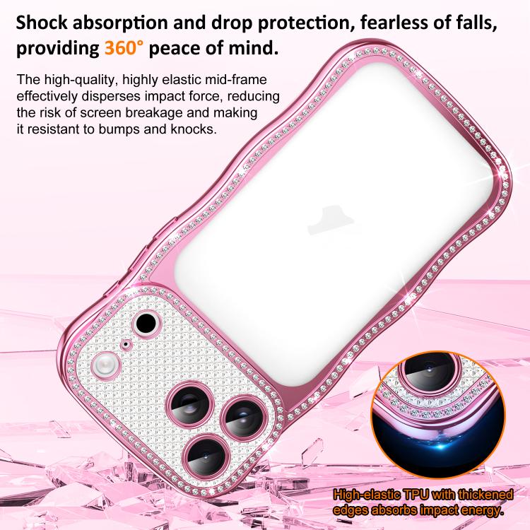 Capa de Telemóvel em TPU Electroplated com Diamantes em Forma de Estrela Ondulada e Torcida, Resistente a Choques, Para iPhone 17 Pro Max, Para iPhone 17 Pro, Para iPhone 17, Para iPhone 16 Pro Max, Para iPhone 16 Pro, Para iPhone 16
