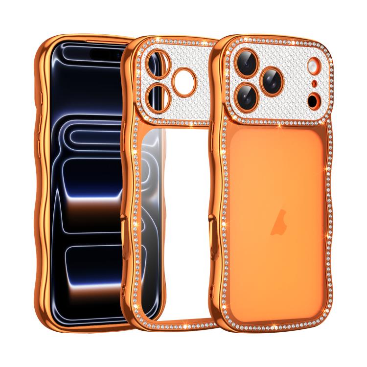 Capa de Telemóvel em TPU Electroplated com Diamantes em Forma de Estrela Ondulada e Torcida, Resistente a Choques, Para iPhone 17 Pro Max, Para iPhone 17 Pro, Para iPhone 17, Para iPhone 16 Pro Max, Para iPhone 16 Pro, Para iPhone 16