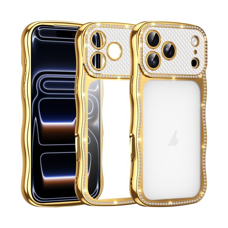 Capa de Telemóvel em TPU Electroplated com Diamantes em Forma de Estrela Ondulada e Torcida, Resistente a Choques, Para iPhone 17 Pro Max, Para iPhone 17 Pro, Para iPhone 17, Para iPhone 16 Pro Max, Para iPhone 16 Pro, Para iPhone 16