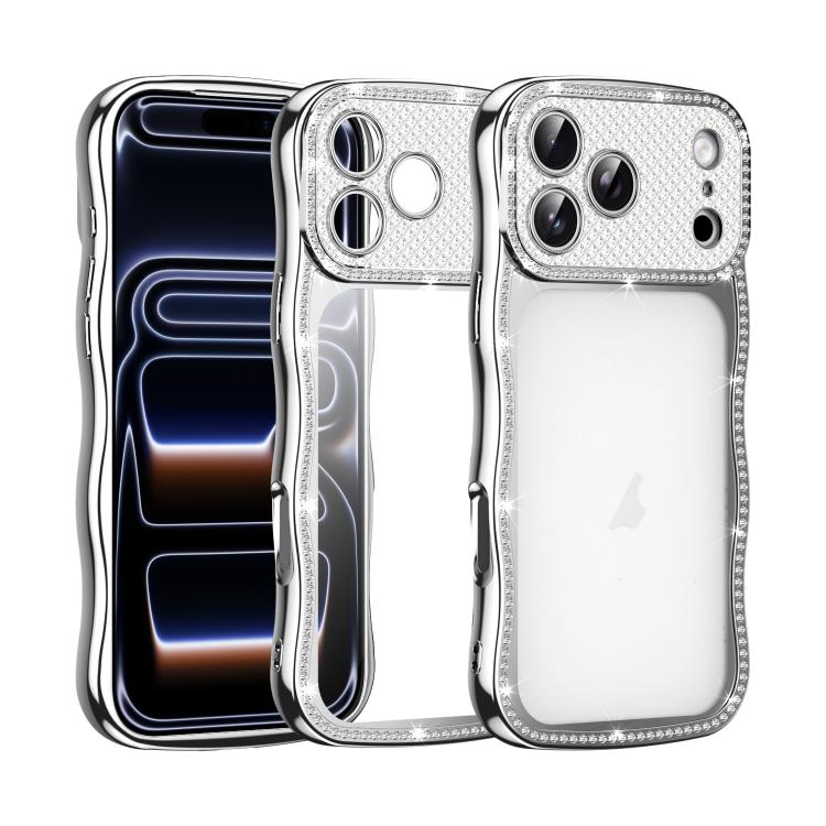 Capa de Telemóvel em TPU Electroplated com Diamantes em Forma de Estrela Ondulada e Torcida, Resistente a Choques, Para iPhone 17 Pro Max, Para iPhone 17 Pro, Para iPhone 17, Para iPhone 16 Pro Max, Para iPhone 16 Pro, Para iPhone 16