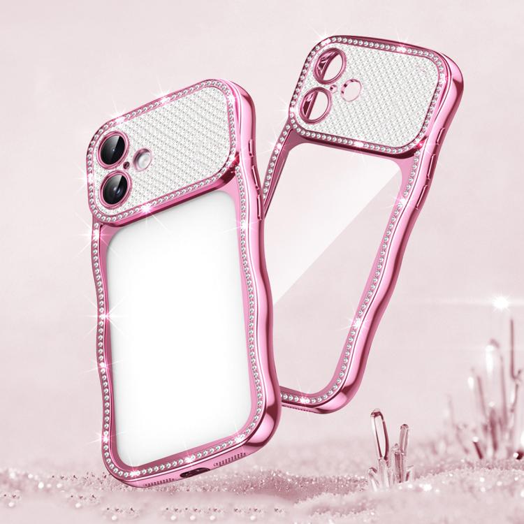 Capa de Telemóvel em TPU Electroplated com Diamantes em Forma de Estrela Ondulada e Torcida, Resistente a Choques, Para iPhone 17 Pro Max, Para iPhone 17 Pro, Para iPhone 17, Para iPhone 16 Pro Max, Para iPhone 16 Pro, Para iPhone 16