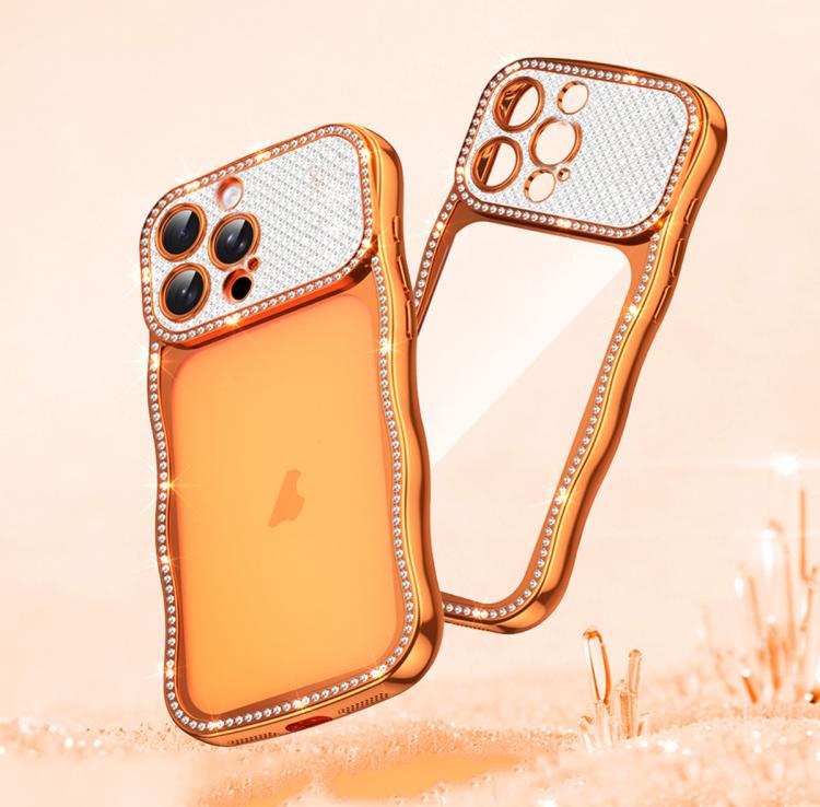 Capa de Telemóvel em TPU Electroplated com Diamantes em Forma de Estrela Ondulada e Torcida, Resistente a Choques, Para iPhone 17 Pro Max, Para iPhone 17 Pro, Para iPhone 17, Para iPhone 16 Pro Max, Para iPhone 16 Pro, Para iPhone 16