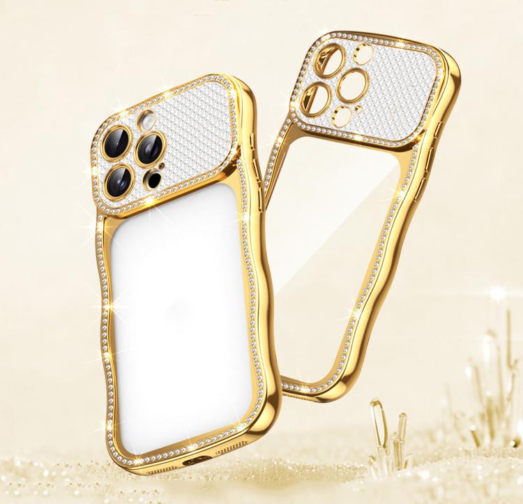 Capa de Telemóvel em TPU Electroplated com Diamantes em Forma de Estrela Ondulada e Torcida, Resistente a Choques, Para iPhone 17 Pro Max, Para iPhone 17 Pro, Para iPhone 17, Para iPhone 16 Pro Max, Para iPhone 16 Pro, Para iPhone 16