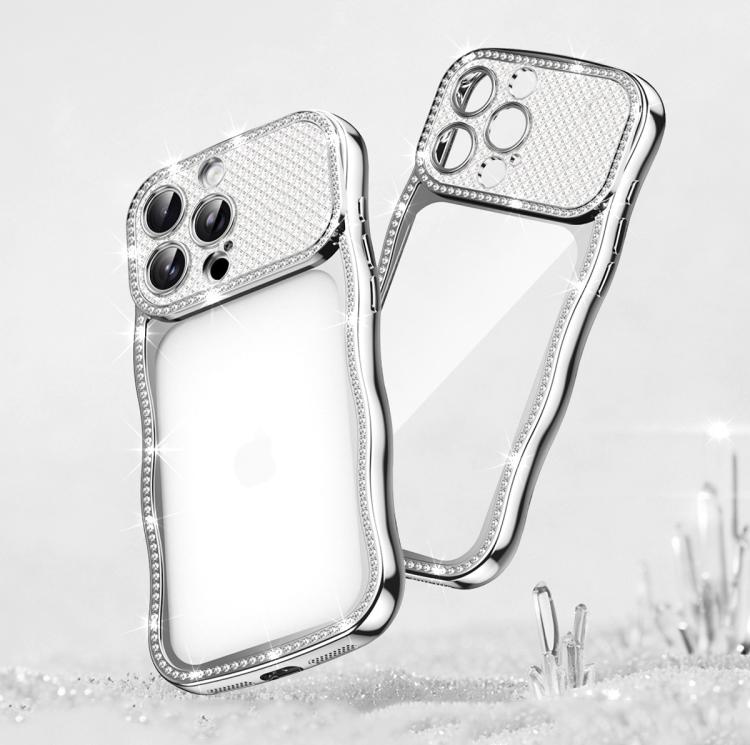 Capa de Telemóvel em TPU Electroplated com Diamantes em Forma de Estrela Ondulada e Torcida, Resistente a Choques, Para iPhone 17 Pro Max, Para iPhone 17 Pro, Para iPhone 17, Para iPhone 16 Pro Max, Para iPhone 16 Pro, Para iPhone 16
