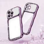 Capa de Telemóvel em TPU Electroplated com Diamantes em Forma de Estrela Ondulada e Torcida, Resistente a Choques, Para iPhone 17 Pro Max, Para iPhone 17 Pro, Para iPhone 17, Para iPhone 16 Pro Max, Para iPhone 16 Pro, Para iPhone 16