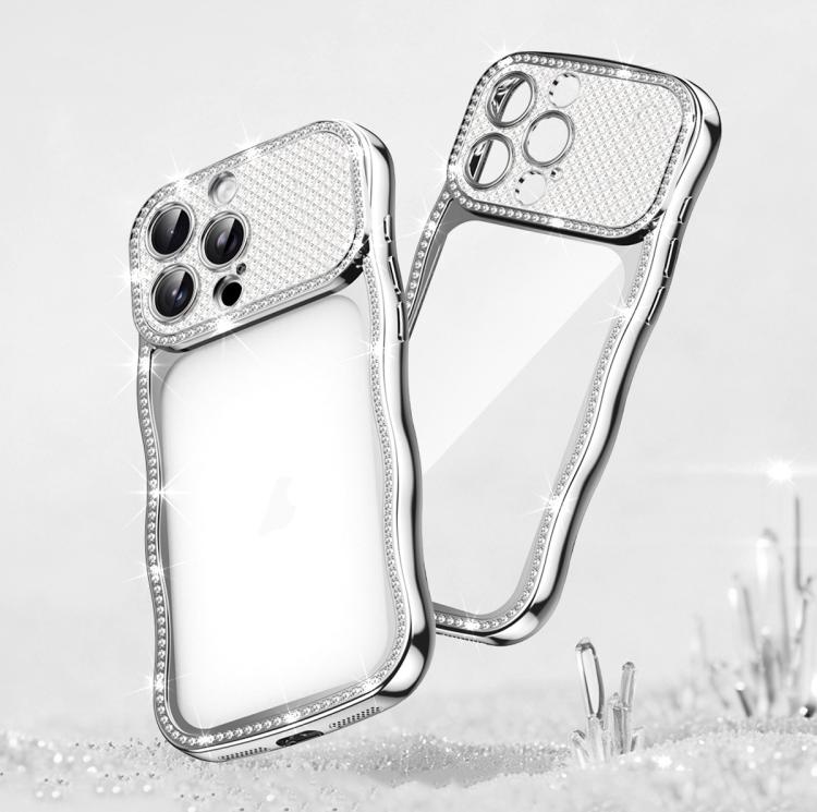 Capa de Telemóvel em TPU Electroplated com Diamantes em Forma de Estrela Ondulada e Torcida, Resistente a Choques, Para iPhone 17 Pro Max, Para iPhone 17 Pro, Para iPhone 17, Para iPhone 16 Pro Max, Para iPhone 16 Pro, Para iPhone 16
